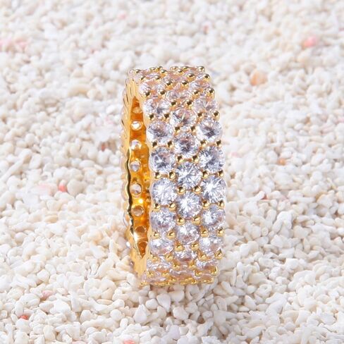 14K Gold Sparkling Moissanite Multi-Row Ring, Eye-Catching Elegance, Versatile Gift for Men and Women in Saudi Arabia