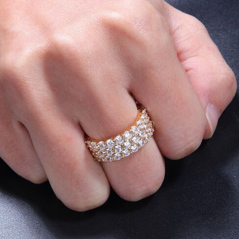 14K Gold Sparkling Moissanite Multi-Row Ring, Eye-Catching Elegance, Versatile Gift for Men and Women in Saudi Arabia