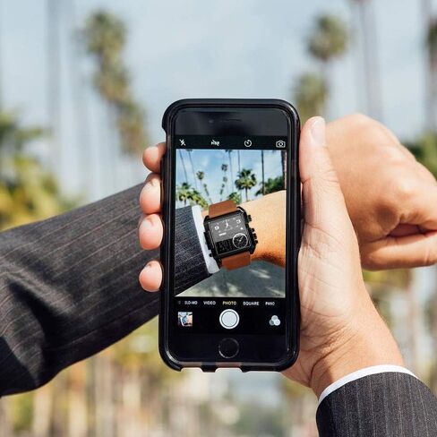 ساعة SKMEI الرياضية الرقمية للرجال، ساعة يد كوارتز تناظرية مربعة كبيرة الحجم بإضاءة LED مع ساعة توقيت متعددة التوقيت مقاومة للماء in Kuwait