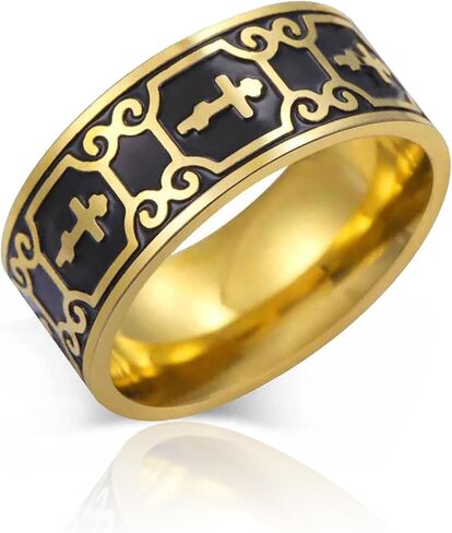 Russian Orthodox Cross Ring for Men Jesus Christ Amulet Stainless Steel Religious Christian Jewelry in Saudi Arabia