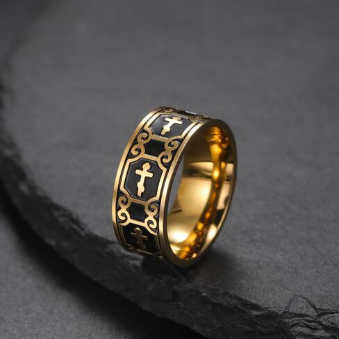 Russian Orthodox Cross Ring for Men Jesus Christ Amulet Stainless Steel Religious Christian Jewelry in Saudi Arabia