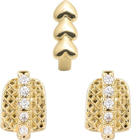 قطعة واحدة عمودي شريط الذهب غطاء الأسنان Grillz مع زركونيا مكعب 3 قطعة 5 قطعة مجموعة قابل للتعديل تناسب الأزياء مجوهرات الأسنان للنساء الرجال الهيب هوب الأحداث in Saudi Arabia
