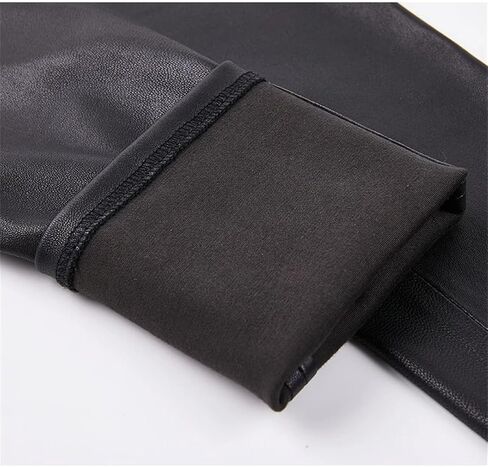 Womens Solid Skinny Leather Pants High Waist Office Sheepskin Pencil Trousers with Pockets in Saudi Arabia