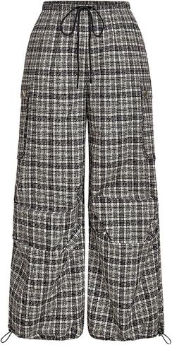 Verdusa Women's Plus Size Leopard Print Cargo Pants Drawstring High Waisted Wide Leg Baggy Trousers in Saudi Arabia