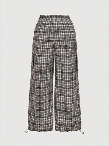Verdusa Women's Plus Size Leopard Print Cargo Pants Drawstring High Waisted Wide Leg Baggy Trousers in Saudi Arabia