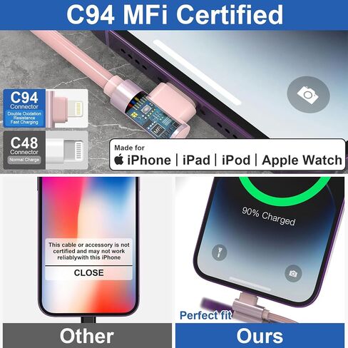 كابل ملفوف USB-C إلى Lightning [معتمد من MFi] كابل Apple CarPlay مع مزامنة البيانات، كابل شحن iPhone قصير قابل للسحب لأجهزة iPhone/Pad/Pod، أبيض in Kuwait