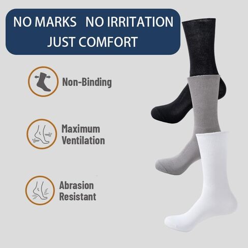 Men's Diabetes & Circulator Socks- 1 Pair Packs-Non-Binding Moisture Management in Saudi Arabia