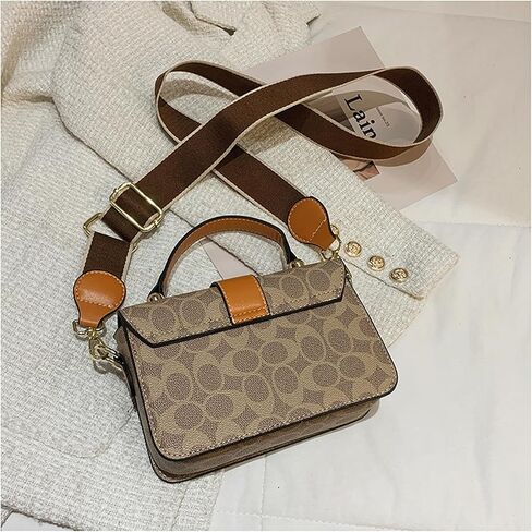 Small Crossbody Bags for Women - Leather Purse Handbag - Fashion Design - Golden Buckle (ORANGE) in Saudi Arabia