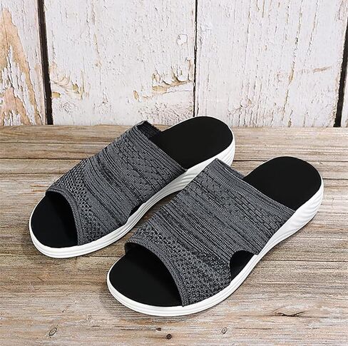 OMIREL Womens Open Toe Washable Slingback Orthopedic Platform Sandals Mesh Upper Breathable Wedges Sandals Women Flip Flops Summer Walking Wedge Shoes,Gray,US10/EU41 in Saudi Arabia