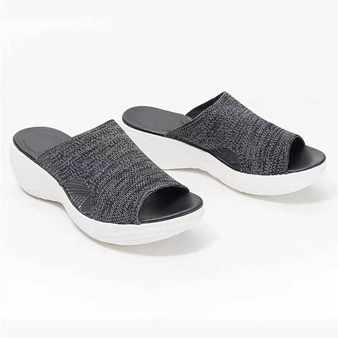 OMIREL Womens Open Toe Washable Slingback Orthopedic Platform Sandals Mesh Upper Breathable Wedges Sandals Women Flip Flops Summer Walking Wedge Shoes,Gray,US10/EU41 in Saudi Arabia
