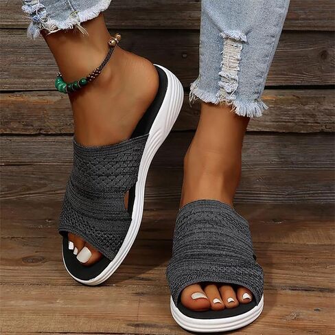 OMIREL Womens Open Toe Washable Slingback Orthopedic Platform Sandals Mesh Upper Breathable Wedges Sandals Women Flip Flops Summer Walking Wedge Shoes,Gray,US10/EU41 in Saudi Arabia