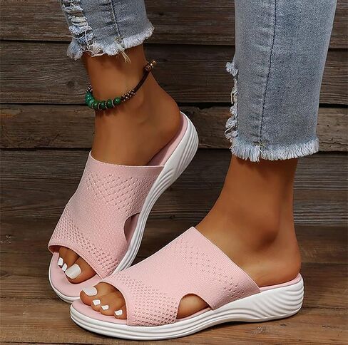 OMIREL Womens Open Toe Washable Slingback Orthopedic Platform Sandals Mesh Upper Breathable Wedges Sandals Women Flip Flops Summer Walking Wedge Shoes,Gray,US10/EU41 in Saudi Arabia