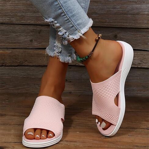 OMIREL Womens Open Toe Washable Slingback Orthopedic Platform Sandals Mesh Upper Breathable Wedges Sandals Women Flip Flops Summer Walking Wedge Shoes,Gray,US10/EU41 in Saudi Arabia