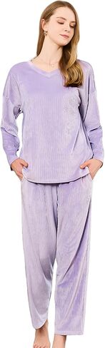 HEARTNICE Women Fleece Pajama Set, Ultra Soft 2 Piece Long Sleeve PJs Set, Warm Pullover Winter Sleepwear in Saudi Arabia
