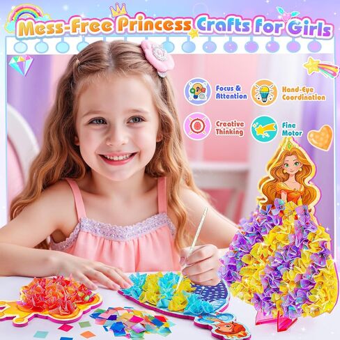 Toys for 4 5 6 7 8+ Year Old Girls, Poke-in Art Flower Bouquet with 8 Flowers & 2 Butterflies Arts and Crafts for Girls Ages 4-12 DIY Creative Activity Birthday Xmas Gifts for 4-12 Year Old Girls in Saudi Arabia
