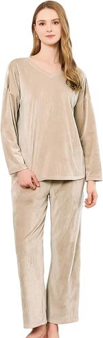 HEARTNICE Women Fleece Pajama Set, Ultra Soft 2 Piece Long Sleeve PJs Set, Warm Pullover Winter Sleepwear in Saudi Arabia