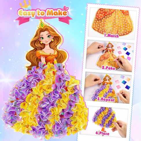 Toys for 4 5 6 7 8+ Year Old Girls, Poke-in Art Flower Bouquet with 8 Flowers & 2 Butterflies Arts and Crafts for Girls Ages 4-12 DIY Creative Activity Birthday Xmas Gifts for 4-12 Year Old Girls in Saudi Arabia