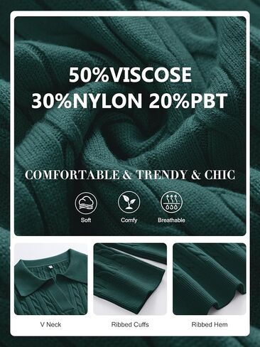 ANRABESS Womens Cable Knit Sweaters Long Sleeve V Neck Sweater Tops Casual Pullover Polo Shirts 2024 Fall Fashion Outfits in Kuwait