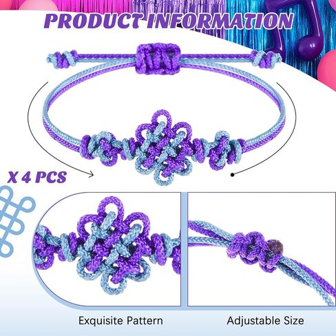 Tondiamo 4 Pcs Handmade Traditional Korean Knot Bracelet Friendship Matching Kpop Knot Bracelet Adjustable Length for Fans Decor BFF Couples Accessories Gifts in Saudi Arabia
