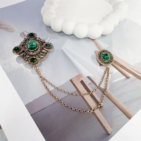 Vintage Rhinestone Geometric Tassel Brooch Lapel Pin For Women Men Elegant Cz Baroque Collar Hanging Long Chain Corsage Dress Suit Clothes Badges Accessories Fashion Wedding Party Prom Jewelry Gifts in Saudi Arabia