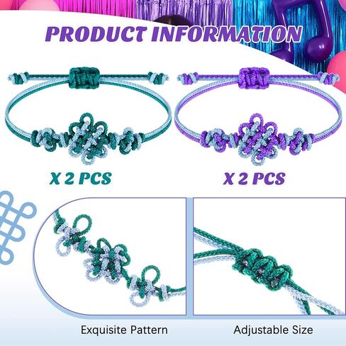Tondiamo 4 Pcs Handmade Traditional Korean Knot Bracelet Friendship Matching Kpop Knot Bracelet Adjustable Length for Fans Decor BFF Couples Accessories Gifts in Saudi Arabia