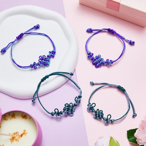 Tondiamo 4 Pcs Handmade Traditional Korean Knot Bracelet Friendship Matching Kpop Knot Bracelet Adjustable Length for Fans Decor BFF Couples Accessories Gifts in Saudi Arabia