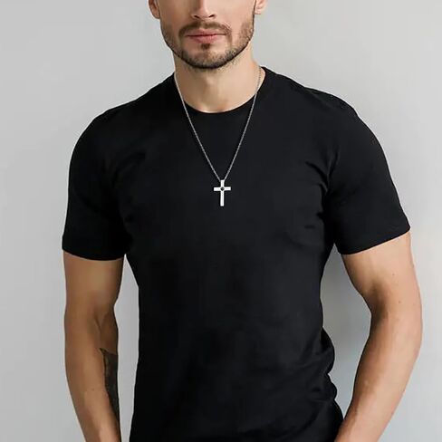 Personalized Necklace with Picture Inside : Projection Cross Pendant Custom Name Photo Necklaces Jewelry for Fathers Day Memorial Gifts for Men Women Dad Grandpa Husband Boyfriend in Saudi Arabia