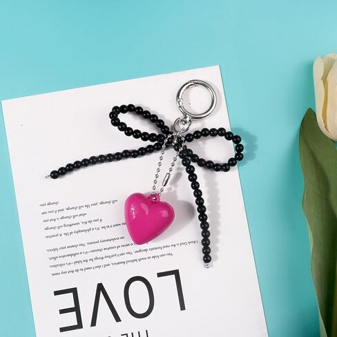 Bow Heart Keychain Cute Colorful Bowknot Key Ring for Purse Bag Charms Headphone Camera Car Keys Decor Accessories in Saudi Arabia