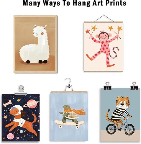 Aroutde 16Pcs Cartoon Animal Canvas Wall Art Nursery Room Funny Animal Pictures Octopus Tiger on Bikes Dog Turtle Skateboard Posters for Toddler Baby Kids Bedroom Playful Nursery Playroom Decor in Saudi Arabia
