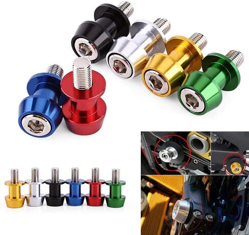 Motorcycle Swing Arm Spools 8/10mm CNC Aluminium Alloy Swing Arm Sliders Spools Stand Swingarm Bobbins Fit for Kawasaki for Honda for Suzuki(8MM-Black) in Saudi Arabia