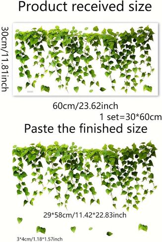 ملصقات نافذة Green Ivy Vine - ملصقات إلكتروستاتيكية قابلة لإعادة الاستخدام مقاس 23.4 × 11.2 بوصة | ملصقات مطلة على الحديقة بدون بقايا للأبواب الزجاجية/الشرفة in Saudi Arabia
