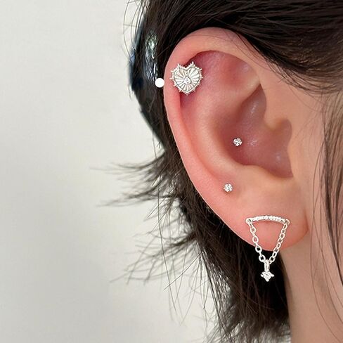 Hidden Helix Earrings Dangle Rhinestone Helix Earrings Threadless Flat Back Earrings Hypoallergenic Cartilage Earring Hidden Helix Piercing Jewelry in Kuwait