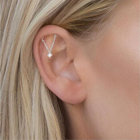 Hidden Helix Earrings Dangle Rhinestone Helix Earrings Threadless Flat Back Earrings Hypoallergenic Cartilage Earring Hidden Helix Piercing Jewelry in Kuwait