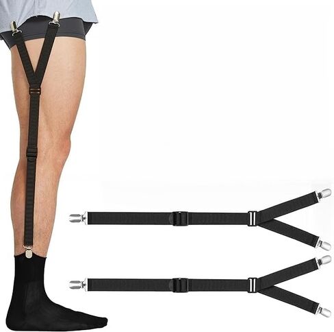 Professional Shirt Stays for Men - Military-Grade Adjustable Elastic Garters with Non-Slip Steel Clips | All-Day Shirt Tuck Solution for Police, Uniforms & Formal Wear in Kuwait