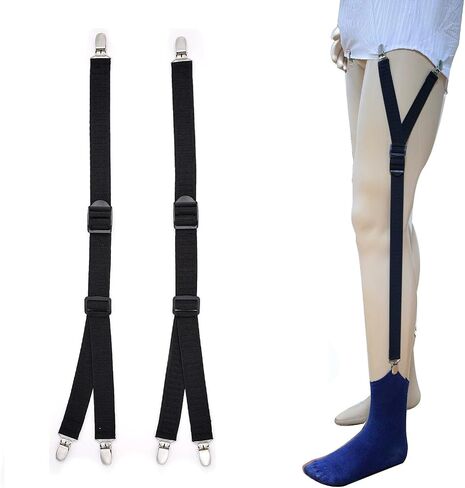 Professional Shirt Stays for Men - Military-Grade Adjustable Elastic Garters with Non-Slip Steel Clips | All-Day Shirt Tuck Solution for Police, Uniforms & Formal Wear in Kuwait