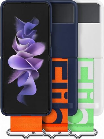 Samsung Galaxy Z Flip3 Silicone Cover with Strap - Official Case - White in Kuwait