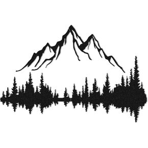 WOCHMANN,Mountain Lake Forest Large Metal Wall Art Black Minimalist Nature Silhouette Wall Decor Outdoor Landscape Wall Sculpture for Living Room, Bedroom, Kitchen or Office (Black & White, 47W'' x 31L'', Unframed) in Saudi Arabia