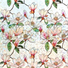 Window Privacy Film - Static Cling UV & Heat Blocking Stained-Glass Design for Sliding Glass Doors, Office & Bathroom Windows - No Glue Premium Vinyl Decal (Easy Install, 17.5"×78.7") in Kuwait