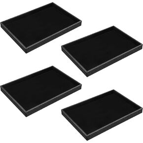 4 قطع صينية مجوهرات قابلة للتكديس، عرض أسود، علبة تنظيم المجوهرات، صينية سوار، حلقة، حلق، منظم، لوحة فارغة للأدراج كونترتوب in Kuwait