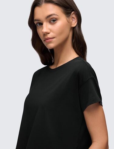 CRZ YOGA Women's Pima Cotton Workout Short Sleeve Shirts Loose Crop Tops Athletic Gym Shirt Casual Cropped T-Shirt Sonic Pink X-Large in Saudi Arabia