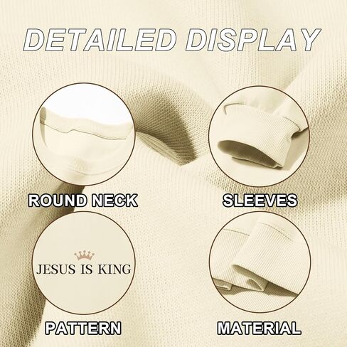 Jesus Is King Sweatshirt for Women Christian Cross Faith Hoodie God Religious Bible Verse Graphic Long Sleeve Shirt in Kuwait