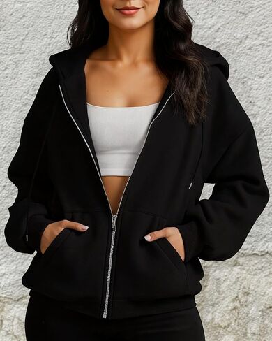 Women's Sweatshirts Zip Up Casual Long Sleeve Comfy Hoodies in Saudi Arabia