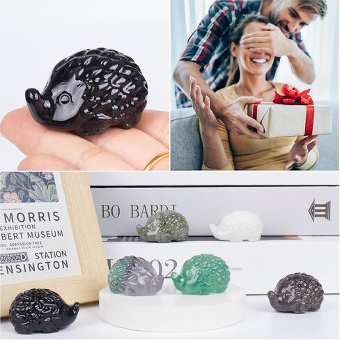 Natural Obsidian Crystal Hedgehog Sculpture Cute Charm for Love, Desk Ornament Energy Booster Healing Crystal Ornament Wealth Hedgehog Decor Handmade Art Piece in Saudi Arabia