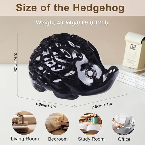 Natural Obsidian Crystal Hedgehog Sculpture Cute Charm for Love, Desk Ornament Energy Booster Healing Crystal Ornament Wealth Hedgehog Decor Handmade Art Piece in Saudi Arabia