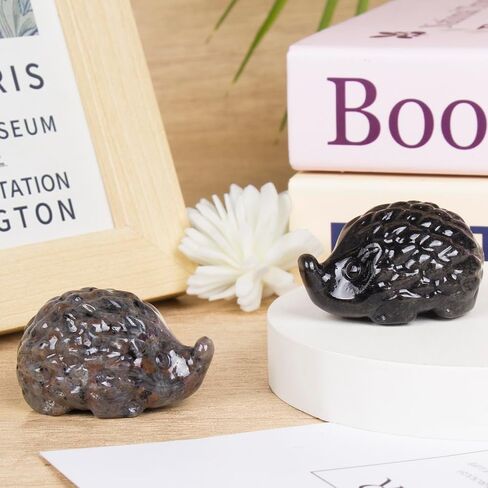 Natural Obsidian Crystal Hedgehog Sculpture Cute Charm for Love, Desk Ornament Energy Booster Healing Crystal Ornament Wealth Hedgehog Decor Handmade Art Piece in Saudi Arabia