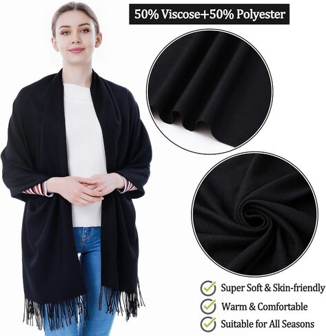 Pashmina Scarf and Shawl - Soft Women Pashminas Wrap for Wedding Evening Party (20 Colors) in Kuwait