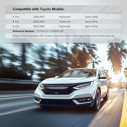 غطاء ممتص الصدمات الجانبي الأمامي الأيمن من YHTAUTO متوافق مع Toyota Highlander 2020-2025 Sport Utility، دعامة تثبيت المصد in Saudi Arabia