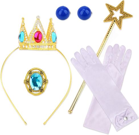 CIEHER 5PCS Princess Peach Costume Girls Peach Crown Headband, Wand, Gloves, Brooch Earrings in Saudi Arabia