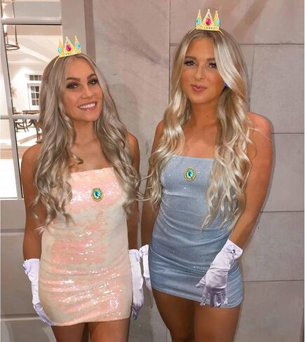 CIEHER 5PCS Princess Peach Costume Girls Peach Crown Headband, Wand, Gloves, Brooch Earrings in Saudi Arabia