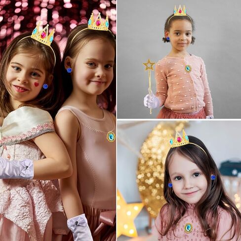 CIEHER 5PCS Princess Peach Costume Girls Peach Crown Headband, Wand, Gloves, Brooch Earrings in Saudi Arabia